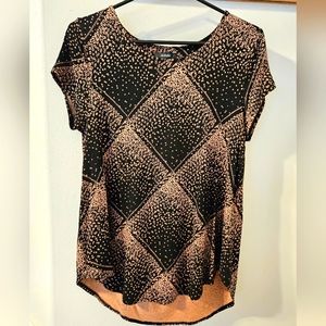 Alfani Women's Brown and Black Geometeric Shirt Size Medium